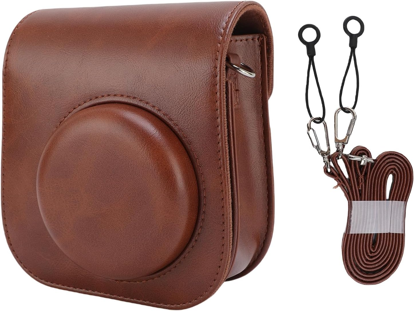 Jectse Protective Case for Mini12 Mini11 Instant Camera, PU Leather Bag Cover with Removable Adjustable Strap, L X W X H: 15 * 13 * 7Cm (Brown)