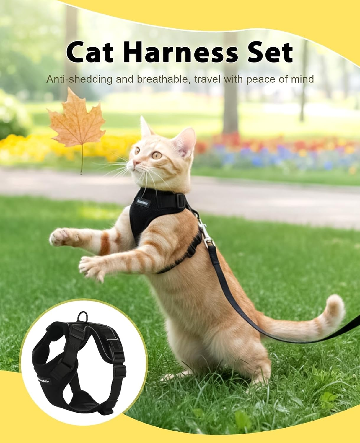 Escape-Proof Cat Harness & Leash Set, Adjustable Soft Vest with Reflective Trim for Outdoor Walking Safety (Durable Polyester) (S-Pink) image number 6