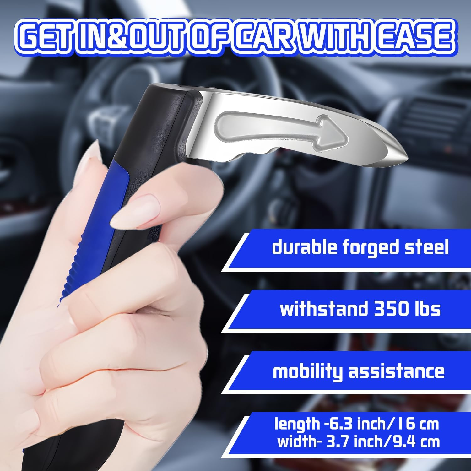 Portable Vehicle Support Handle,Car Door Latch Assist Standing Mobility Aid Grab Handle,Elderly Automotive Door Assist Handle with Glass Breaker image number 2
