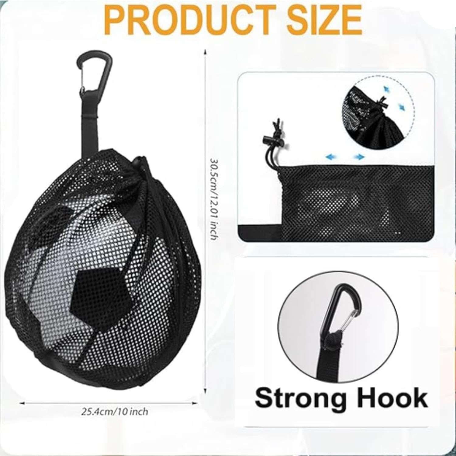 2-Pack Mesh Sports Ball Storage Bags with Backpack Clip & Hanging Rack &ndash; Breathable Basketball Soccer Volleyball Tote Net Bag for Equipment Organizer image number 1