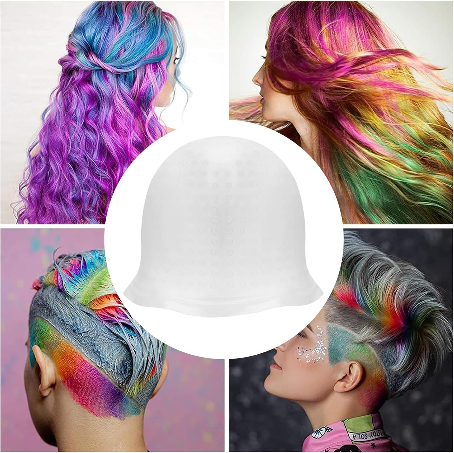 RTRTGS Silicone Highlight Cap, Hair Highlighting Cap, Hair Colouring Cap, Reusable Highlight Cap with Hooks, Colouring Cap, for Women and Girls Blast image number 1