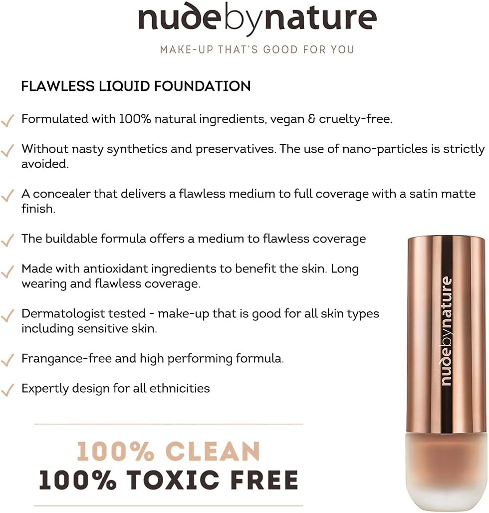Nude by Nature Flawless Liquid Foundation 30 Ml, N3 Almond image number 1