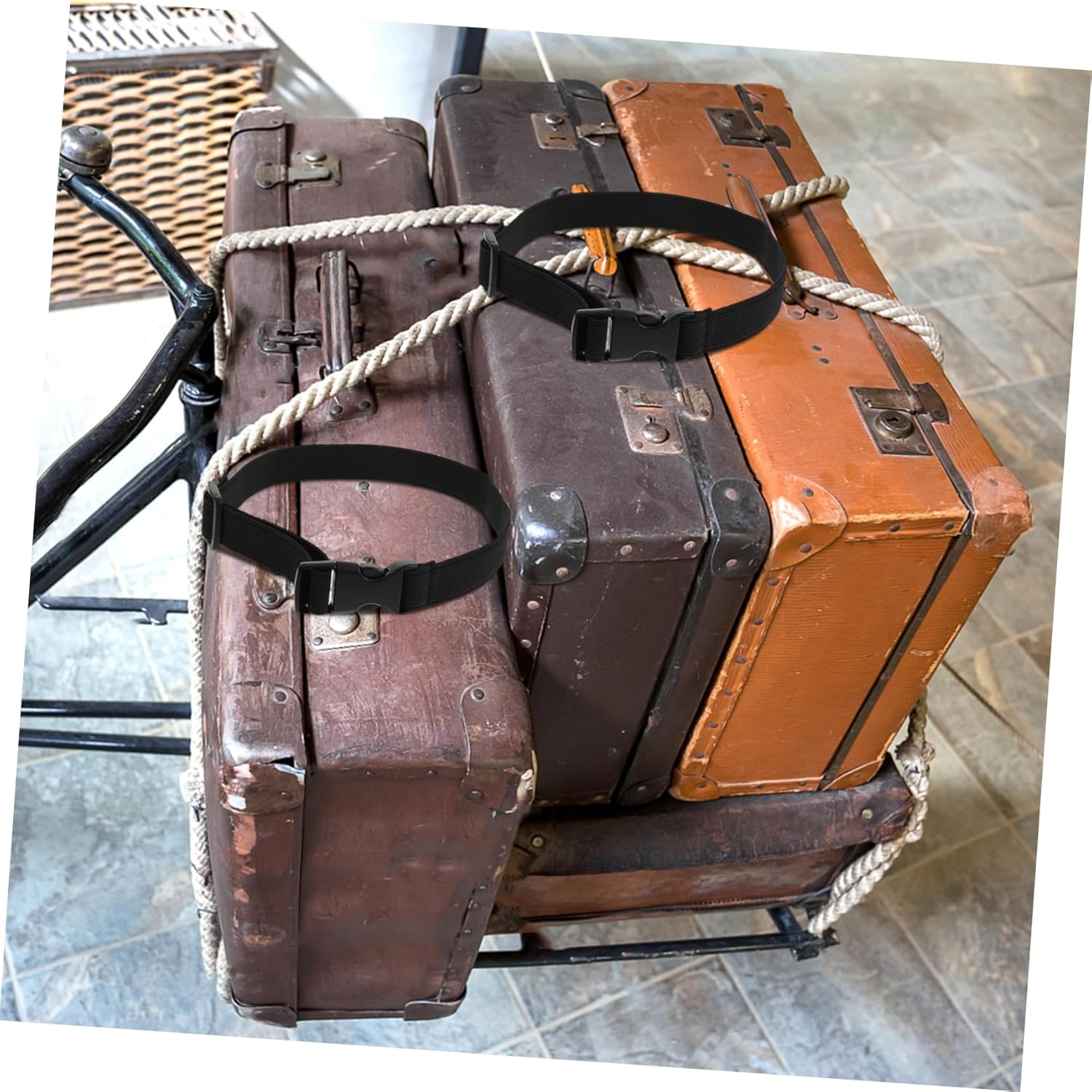 YOSADIER 4Pcs Adjustable Buckle Straps with Snap Clasp for Luggage and Backpacks Elastic with Quick Release Buckles Suitcase Belt for Outdoor and Duffle Bag Use