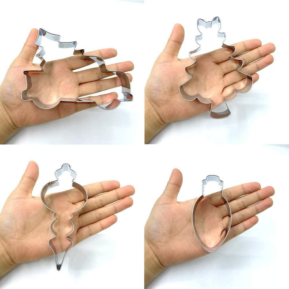 LILIAO Christmas Cookie Cutter Set, 4-Pc, Pickup Truck with Christmas Tree, Christmas Tree, Light Bulb and Christmas Ornament Biscuit Fondant Cutters, Stainless Steel image number 6