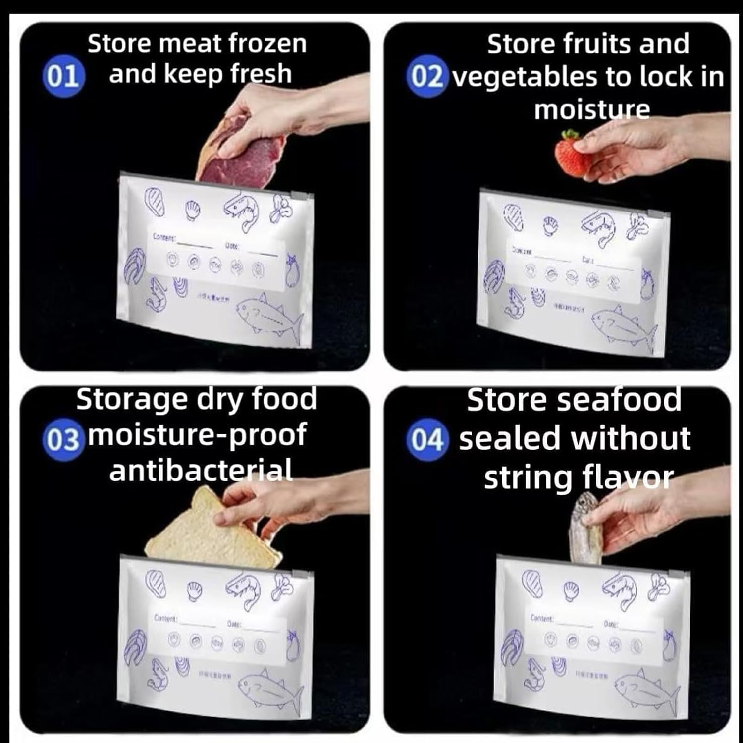 30 PCS Ziploc Bags, Zip Lock Bags, Reusable Aluminum Foil Sealable Storage Bags, 17X23Cm for Grilling, Freezer Storage, Pantry Organization, Small Business Packaging ﻿ image number 5