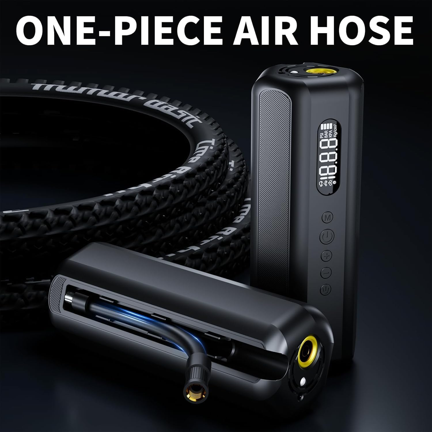 Tire Inflator Portable Air Compressor, 150PSI Cordless Fast Inflate Electric Mini Air Pump with Digital Pressure Gauge, Auto Shut Off, Rechargeable Battery for Car, Bike, Motorcycle Tires, Balls image number 3