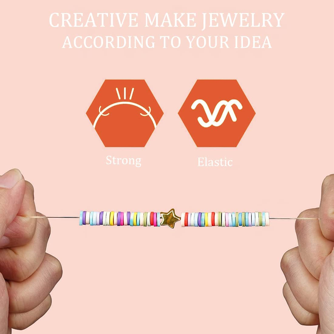 6000 PCS Clay Beads for Bracelet Making,24 Colors 6Mm Flat round Polymer Clay Beads with Pendant Charms Kit Letter Beads and Elastic Strings for Jewelry Making Kit & Craft Supplies - Type B image number 4