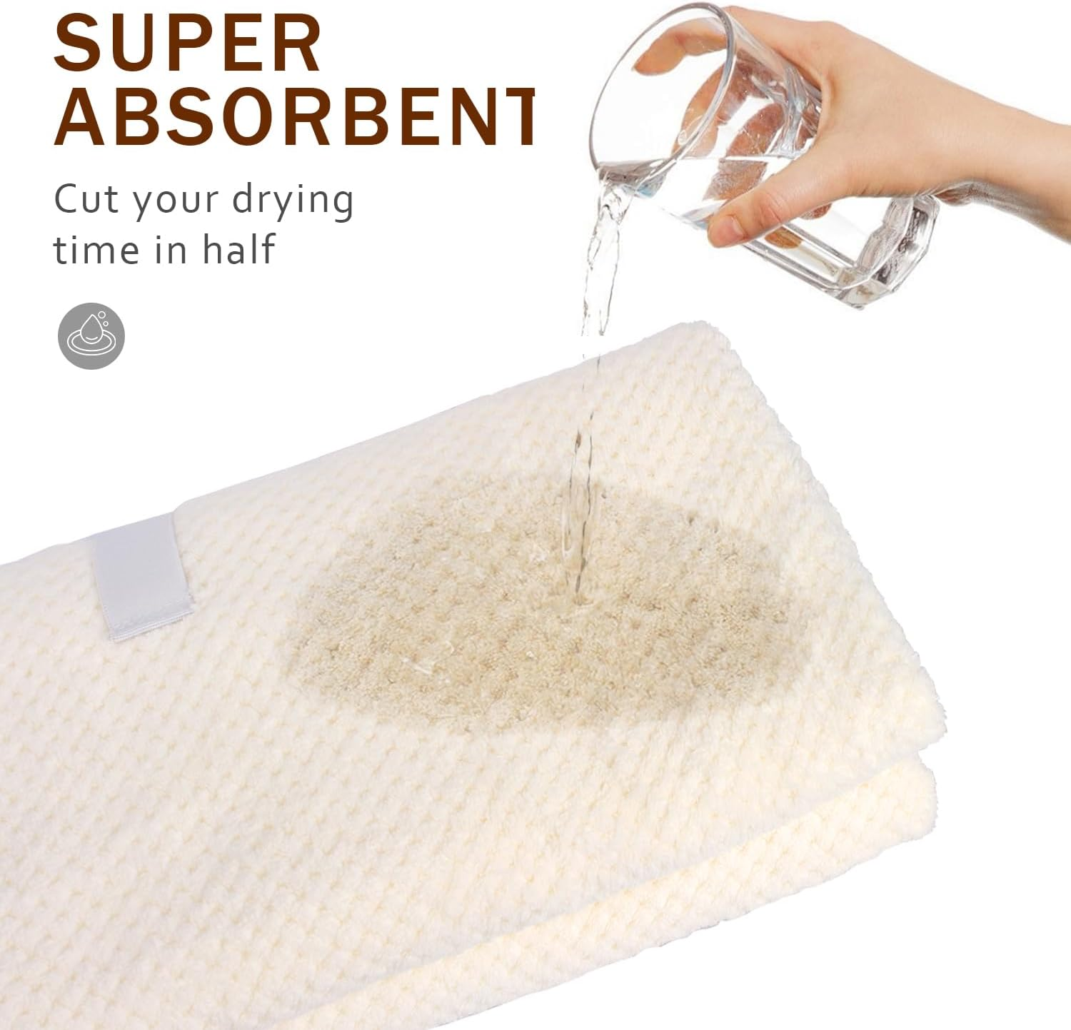 Bigger Size Microfiber Hair Towel Wrap for Women - Fast Drying Hair Turbans Microfibre Hair Towel for Long, Thick, Curly Hair - Super Soft Hair Wrap Towels with Elastic Strap H Home-Mart(Camel) image number 3