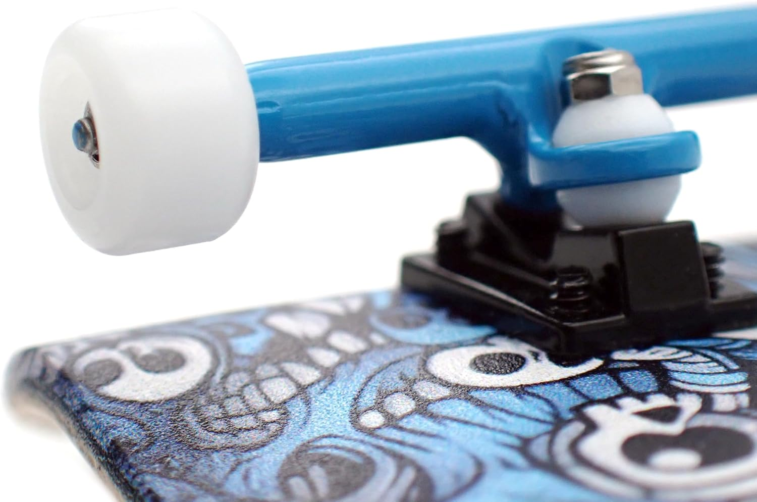 SPITBOARDS 36 X 96 Mm Wood Fingerboard Complete Set-Up, Pre Assembled, 5-Layers Wood, Pro Trucks with Lock Nuts, CNC Bearing Wheels, Real Wear Graphics, Lasered Foam Grip Tape, Blue Mummy Skulls - Alien Mushrooms image number 6