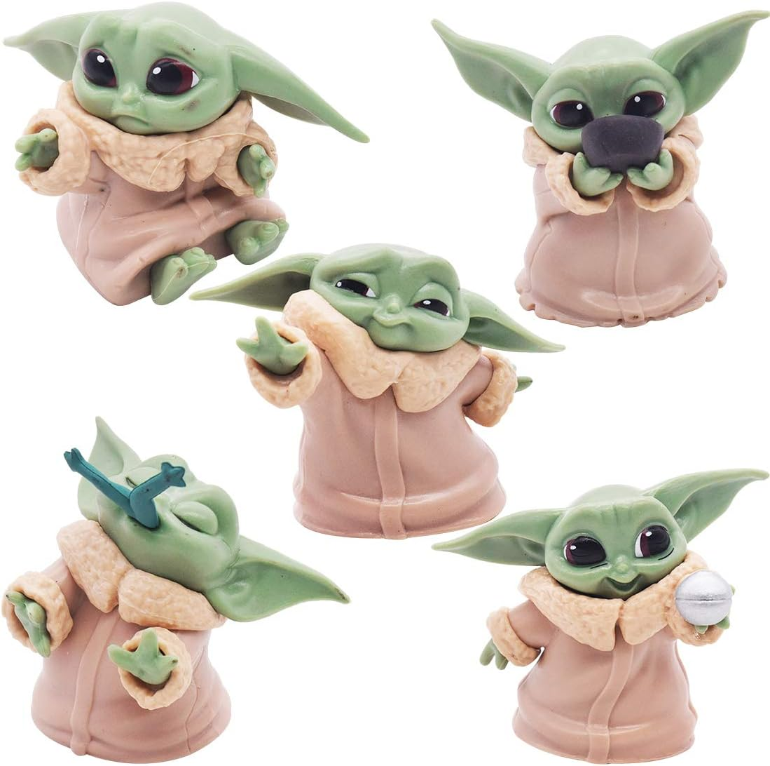 Cartoon Cake Creative Decoration Tomicy 5PCS Baby Yoda Mini Figures Set Creative Animal Shape Birthday,Party Cake Set, Party Supplies Cupcake Figurines