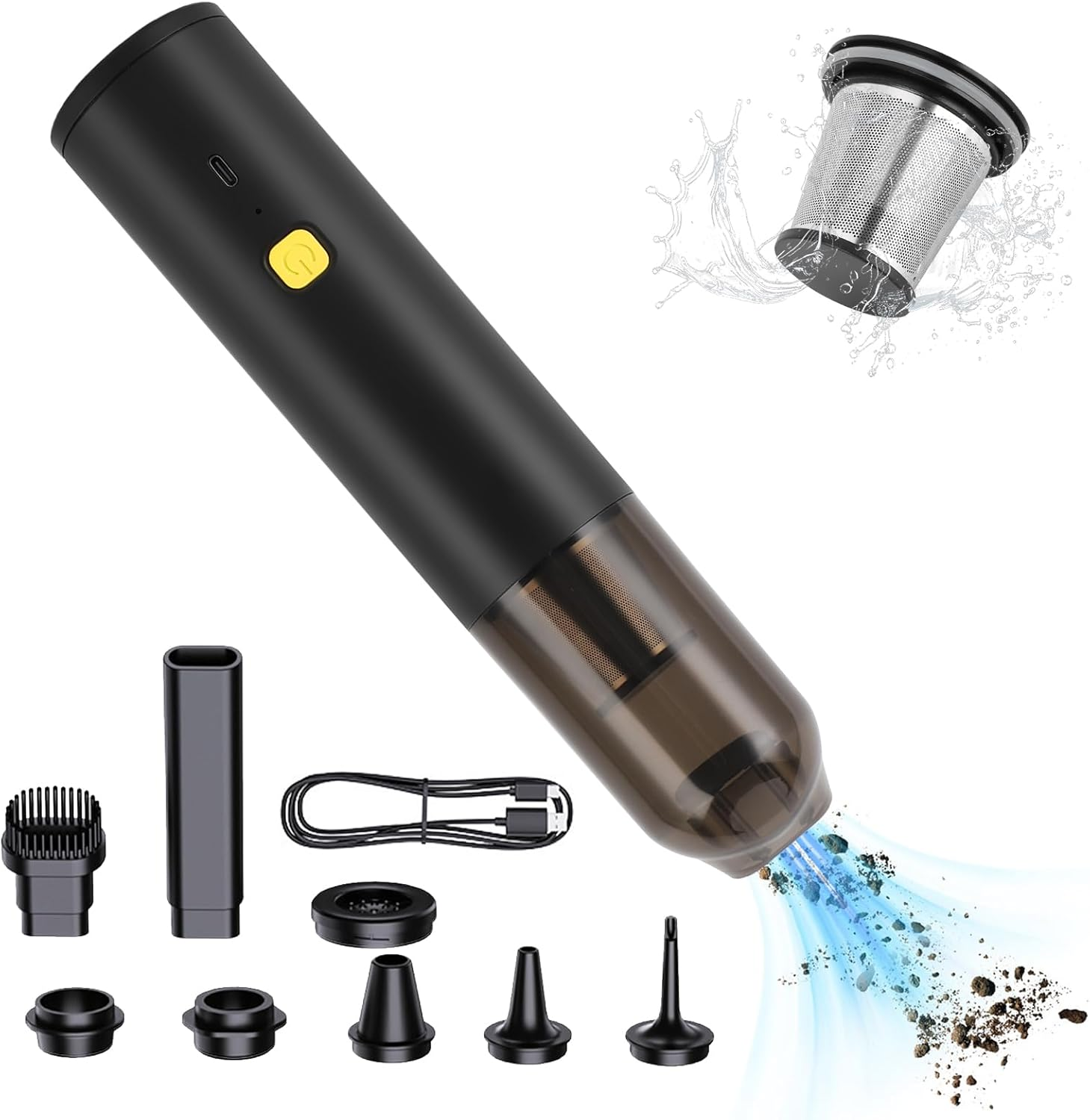 Rechargeable Car Vacuum Cleaner, Cordless Handheld Vacuum, Portable Car Vacuum with 2 Gears 14000Pa Suction for Home Car Travel Cleaning image number 6