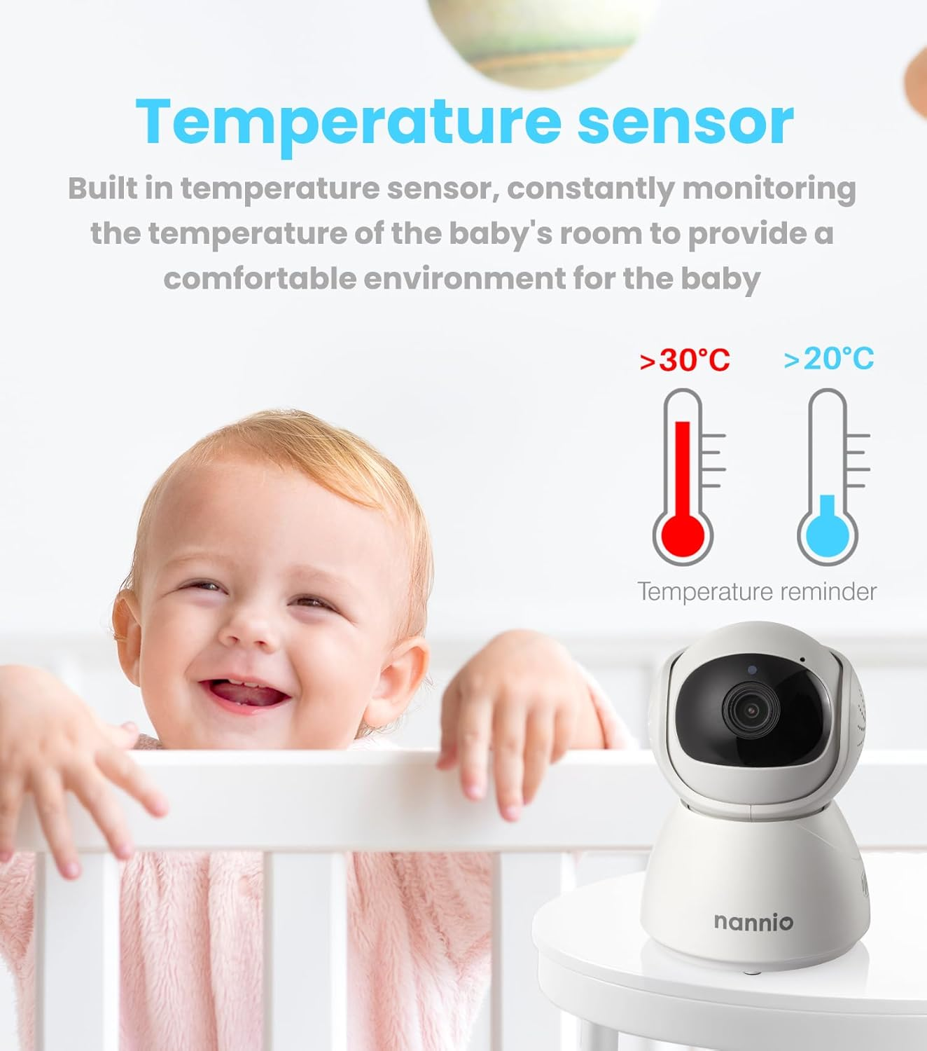 Nannio New Comfy 5'' HD No Wifi Baby Monitor with Camera, IPS Display, 5000Mah Battery, 1000Ft Long Range, Remote, Clear Night Vision, 2-Way Audio, Temp Sensor, Ideal Baby Gifts (Nannio New Comfy 5'')