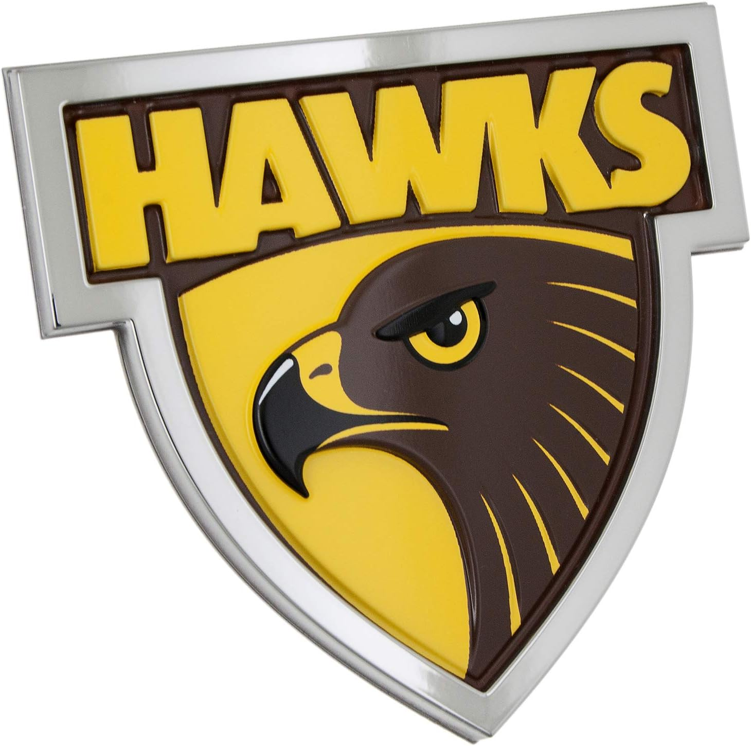 Fan Emblems Hawthorn Hawks 3D Chrome AFL Supporter Badge