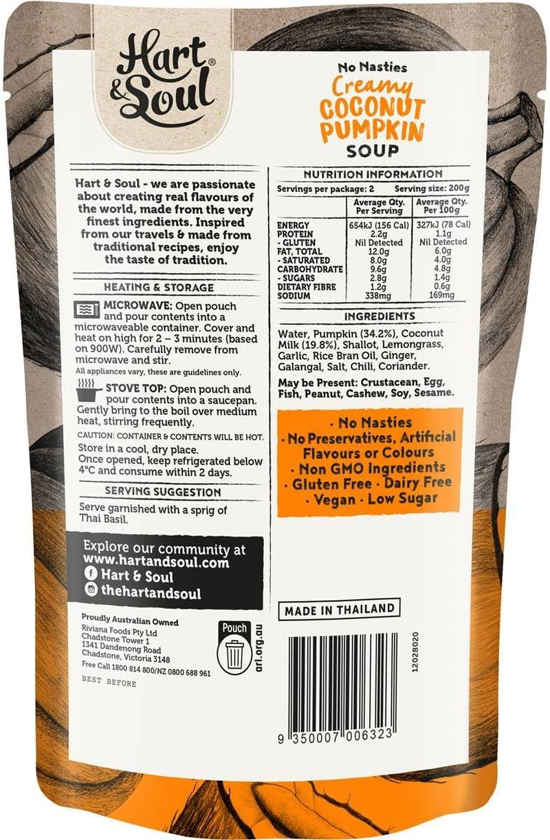 Hart and Soul All Natural Coconut Pumpkin Soup 400 G