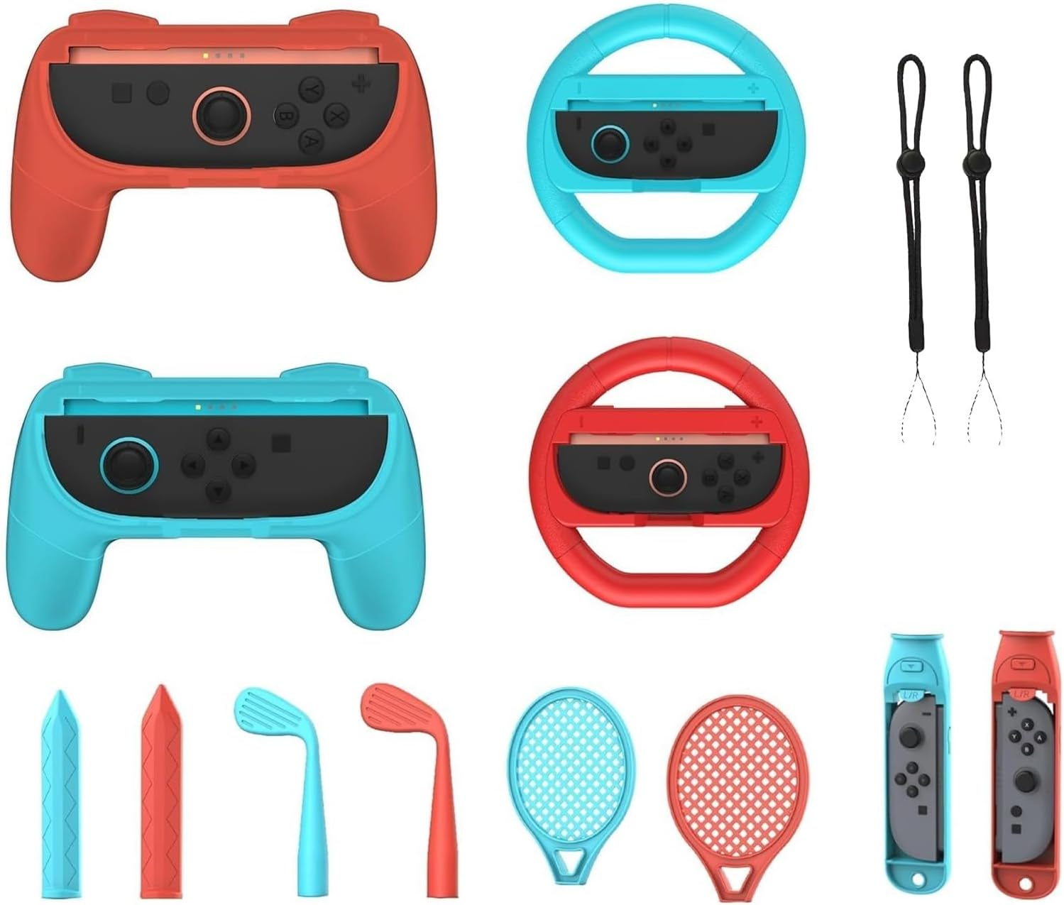 NBCP Switch 2 Sports Kit 14-In-1 &ndash; Motion Control Bundle with Steering Wheels, Swords, Rackets for Racing, Combat & Fitness Games (2025 New Release) - Black (18-In-1) image number 3