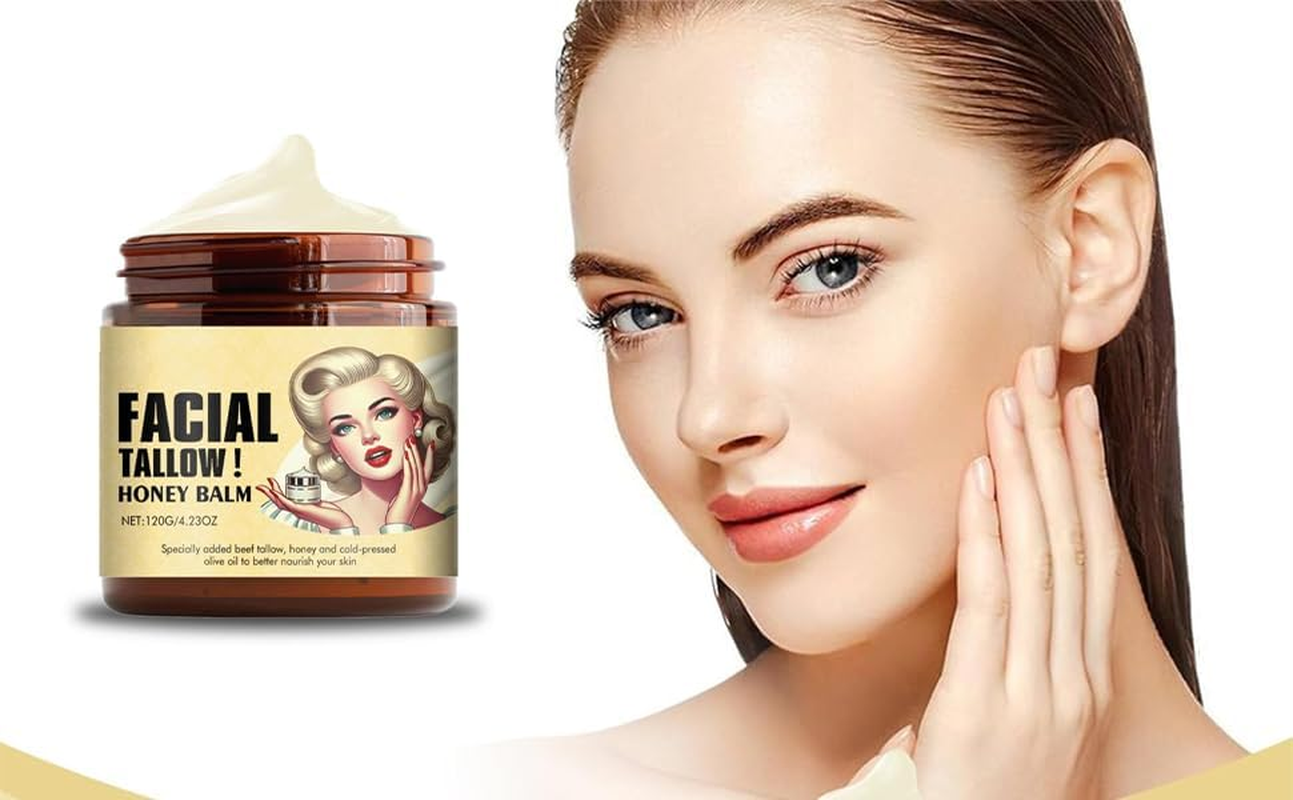 LH 2PCS Whipped Tallow Balm - Grass-Fed Beef Fat Face Cream - Honey - Natural Moisturizer for Dry and Sensitive Skin image number 1