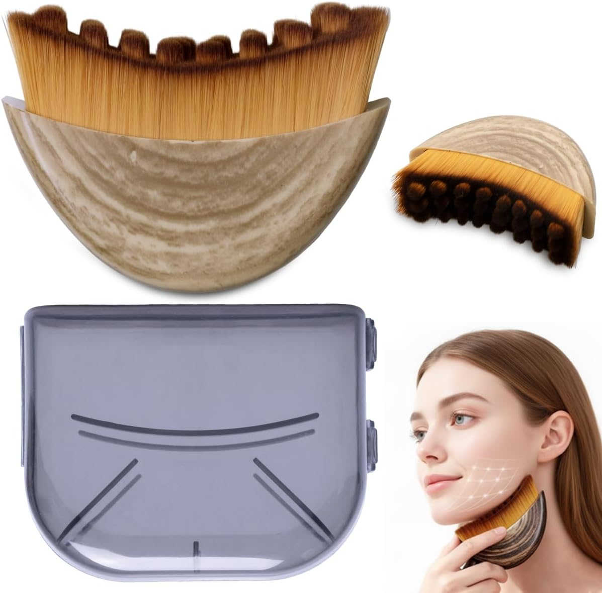 Lymphatic Contour Face Brush, Professional Lymphatic Drainage Brush with Durable Soft Bristles, Ergonomically Designed to Precisely Fit Facial Curves & Relieve Tension image number 1