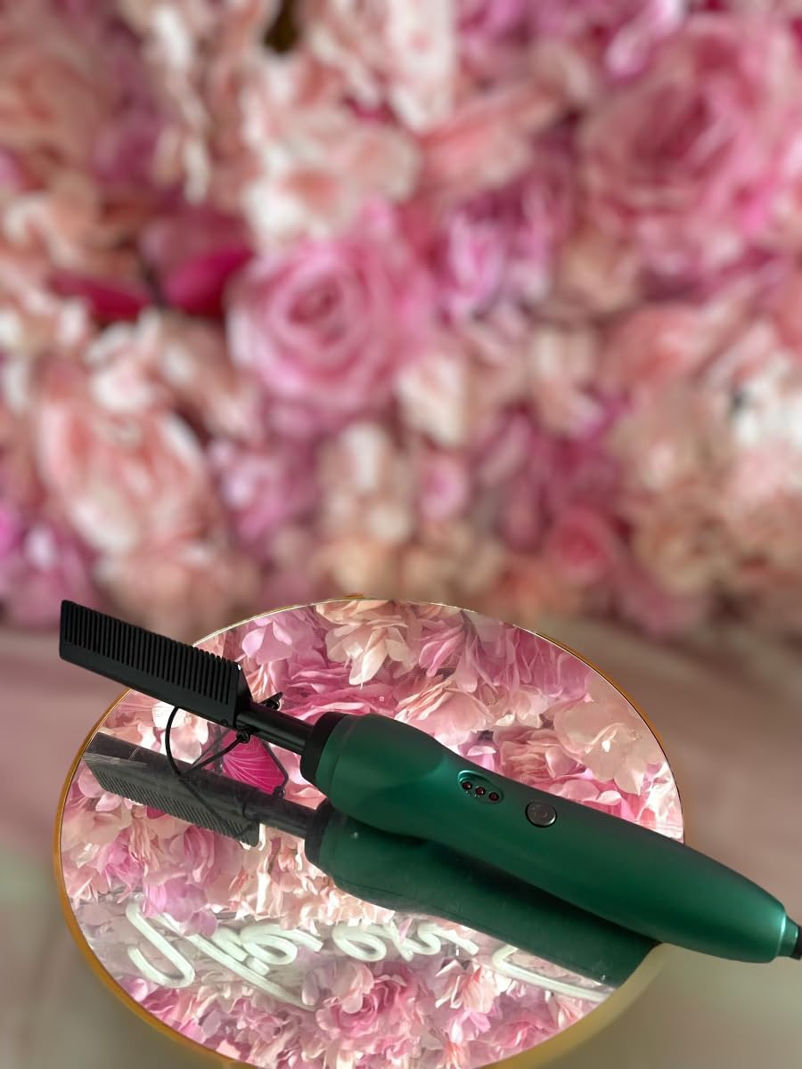 Electric Heat Comb/Hair Straightener with AU Plug- Heat Pressing Comb, Curling Iron Curlers High Heat Ceramic Comb with Dual Voltage and Auto Shut-Off