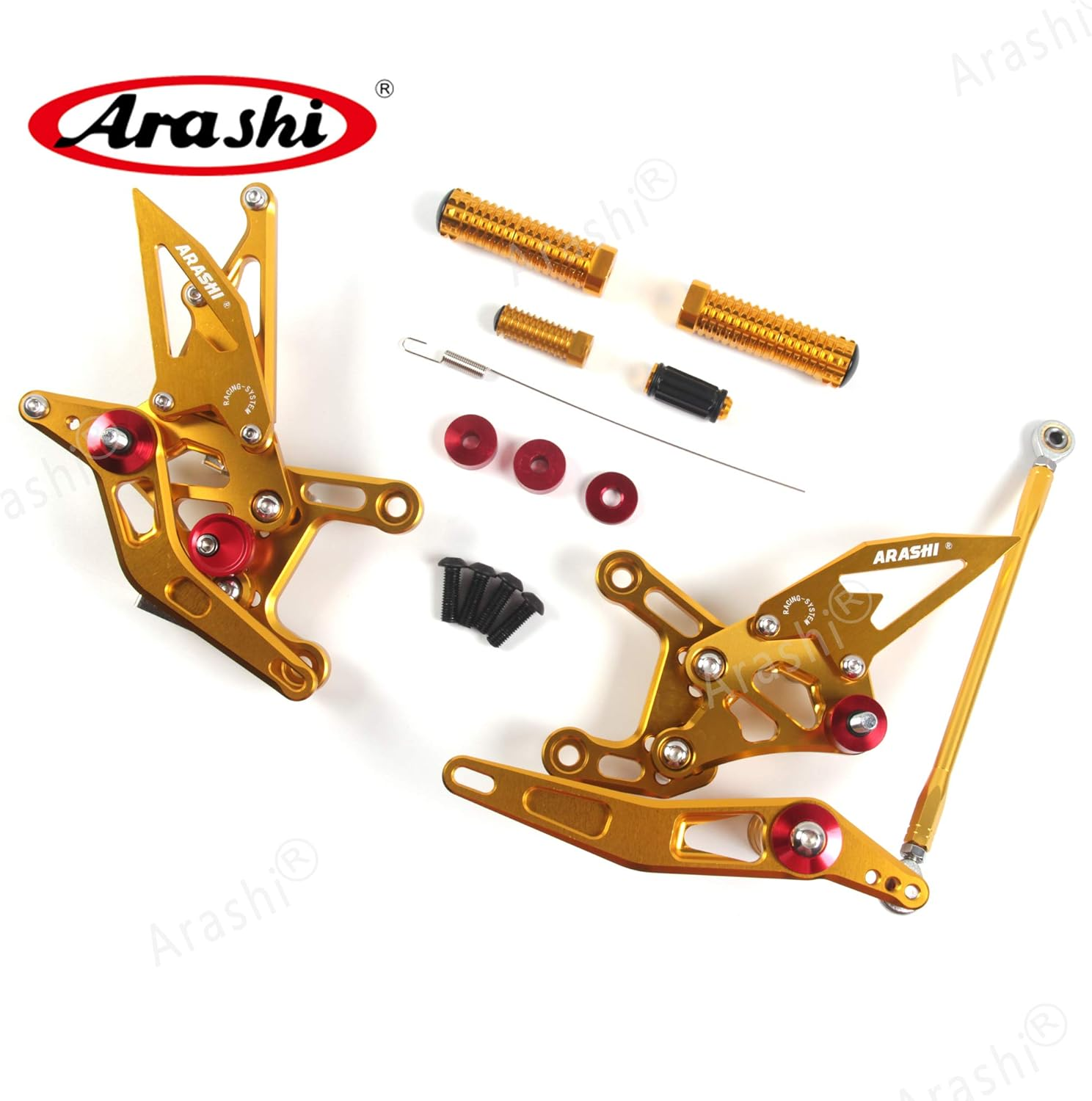 Arashi Version 2.0 Adjustable Rearsets for Yamaha YZF R1 2009-2014, Gold image number 6