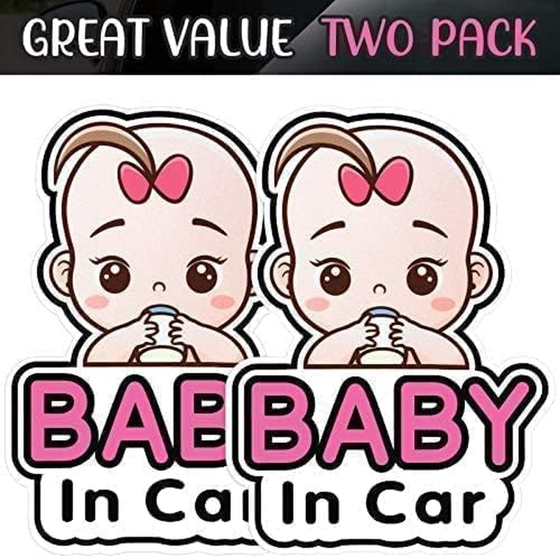 2 Pcs Baby in Car Stickers Sign and Decal for Girl Baby Car Removable Safety Notice on Board Stickers (Girl Style) image number 5