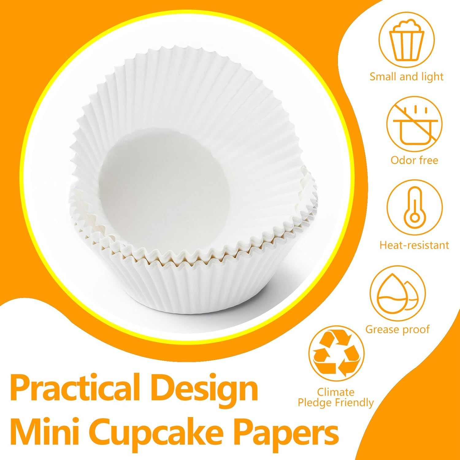 1000 Pcs White Mini Cupcake Liners, Greaseproof Small Muffin Liners Baking Cups, Disposable Candy Paper Cup Wrappers for Wedding Birthday Party (White) image number 3
