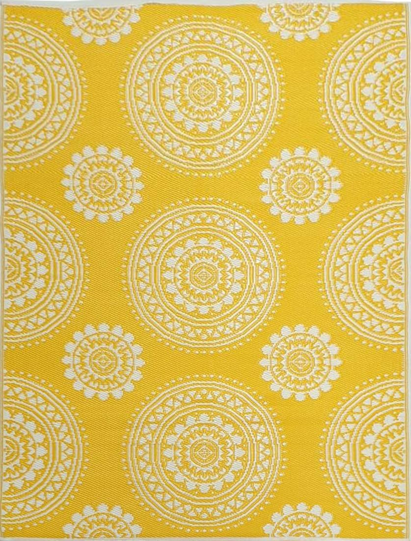 Rug Club Alfresco 21A3 Reversible Outdoor Mat, 120 Cm X 170 Cm Size, Yellow/White