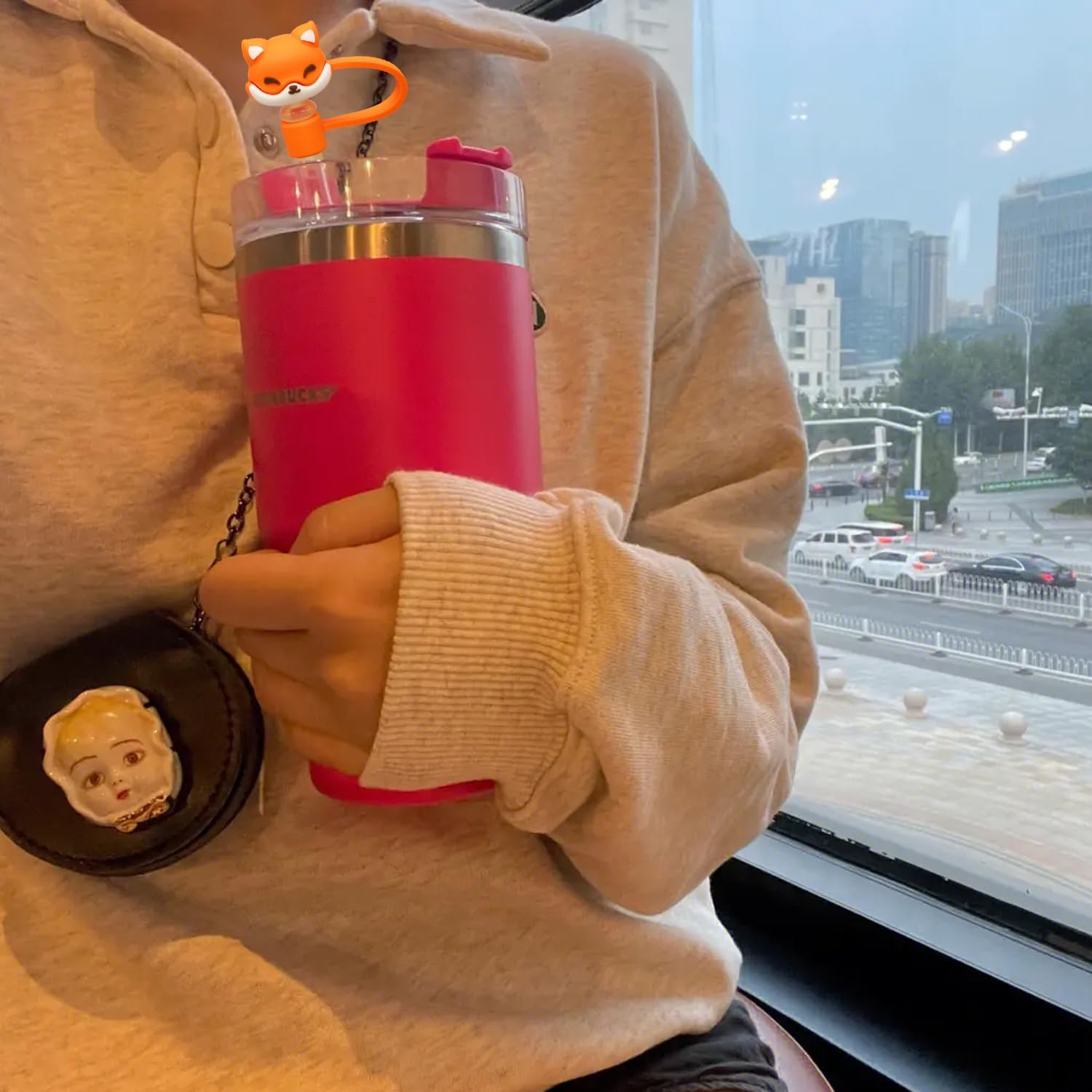 6 Pack Silicone Straw Cover Cap for Stanley Cup, Cute Funny Straw Topper Compatible with 30&40 Oz Tumbler with Handle,10Mm 0.4In Dust-Proof Reusable Straw Tips Lids