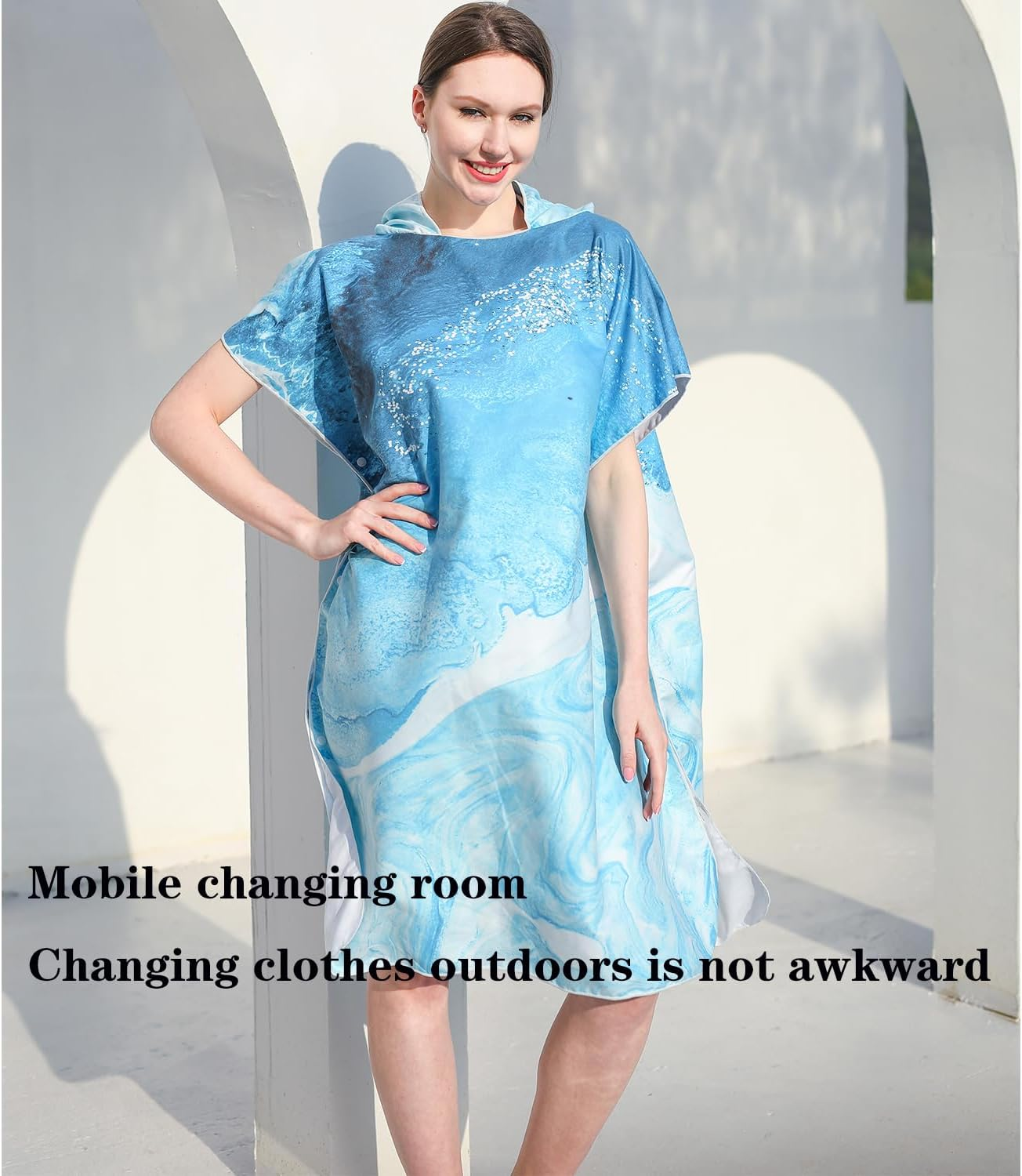 Changing Robe Towel, Surfing Cape Diving Suit Change Robe, Poncho Hooded Robe, Quick Dry Lightweight Microfiber Robe for Surfing Swimming and Beach, Adult Hooded Beach Towel, Oversized Towel image number 2