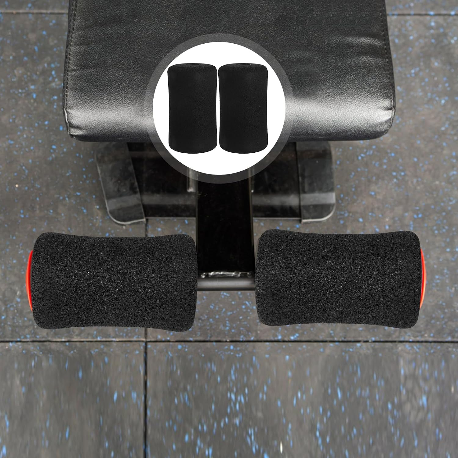 Kisangel 4Pcs Foam Foot Pads Rollers for Universal Home Gym Equipment Covers Leg Extension Replacement Machine Pads for 22Mm Inner Diameter 135Mm Length image number 5