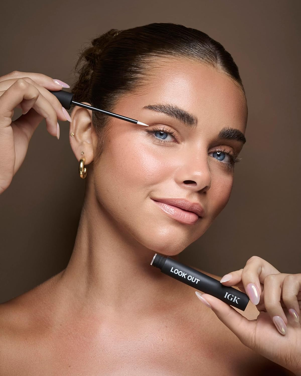 IGK Look Out Lash and Brow Boosting Peptide Serum | Increases Thickness + Fullness + Density of Brows and Lashes | Dermatologist + Ophthalmologist Approved | Vegan + Cruelty-Free | 0.11 Fl Oz