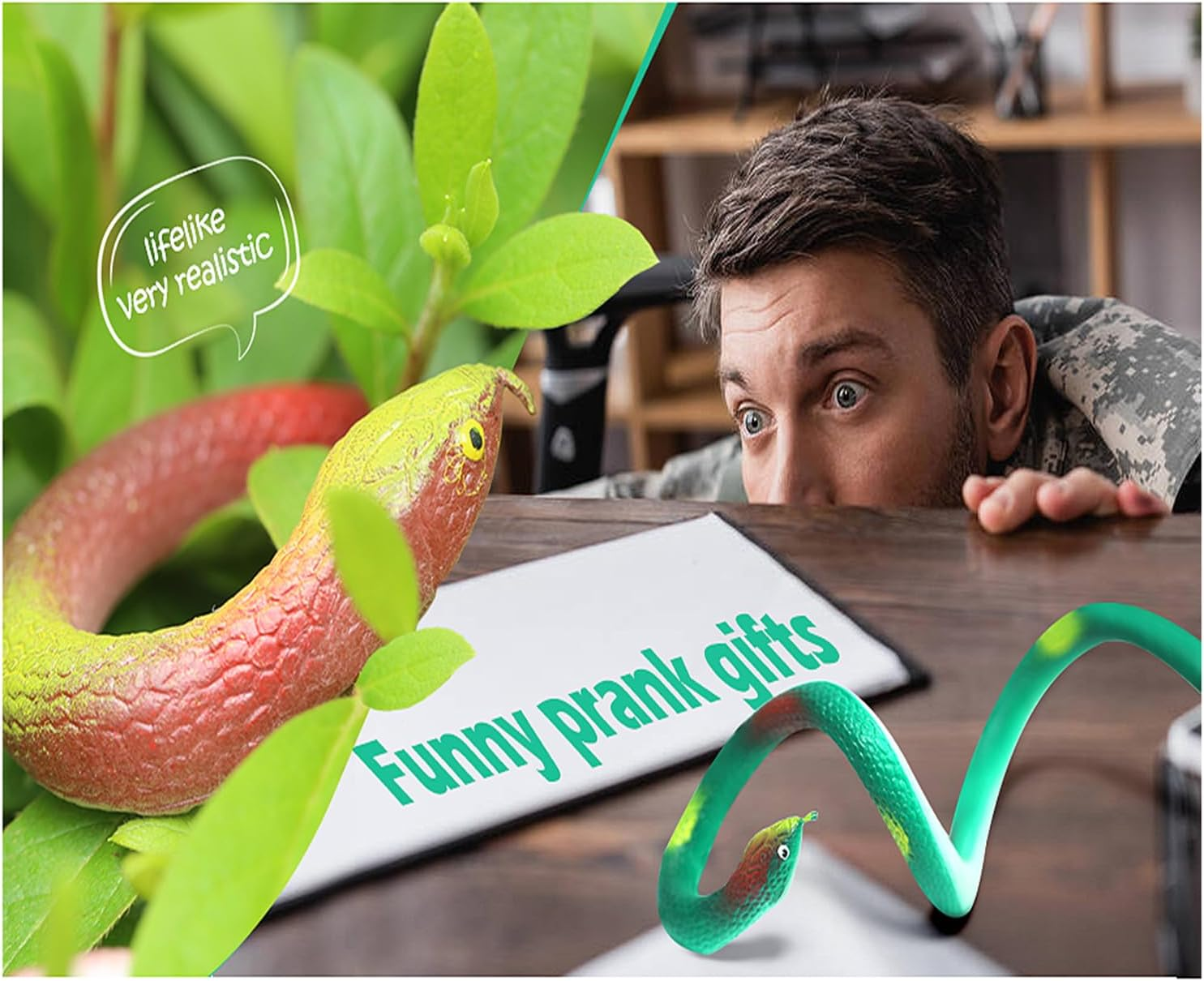 4 Packs Realistic Rubber Snake to Keep Birds Away &ndash; 29 Inch Plastic Forest Fake Snakes April Fools Day Party Halloween Decoration for Garden Props to Scare Birds, Squirrels, Mice, Pranks image number 6