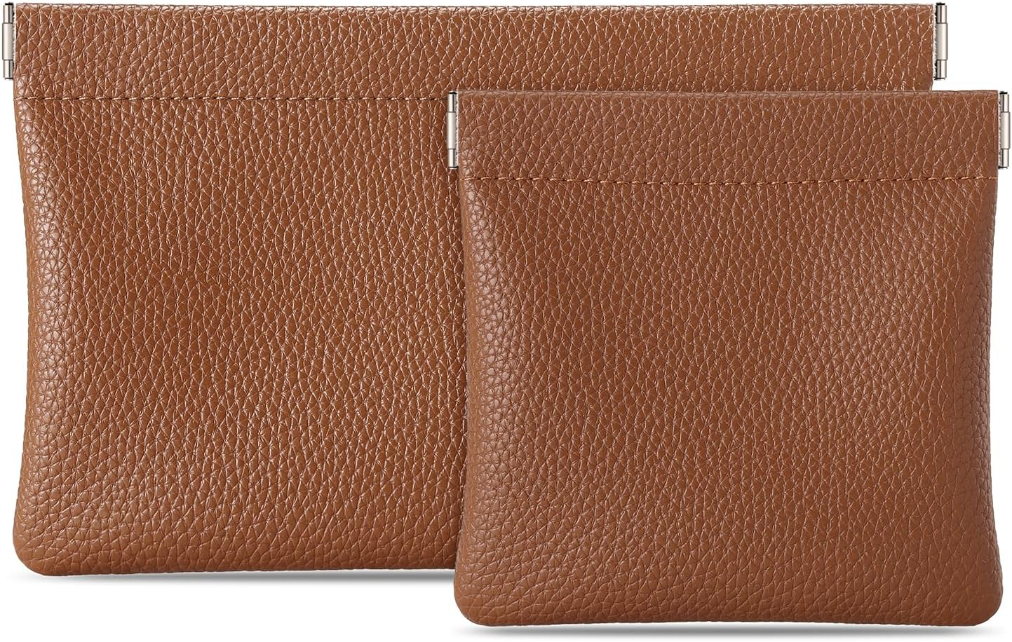 Sightor Leather Pocket Cosmetic Bag for Purse, 2 Pack Small Makeup Bag for Women Coin Purse Lipstick Cosmetic Accessories Organizer Travel Cosmetic Pouch, Black, Solid