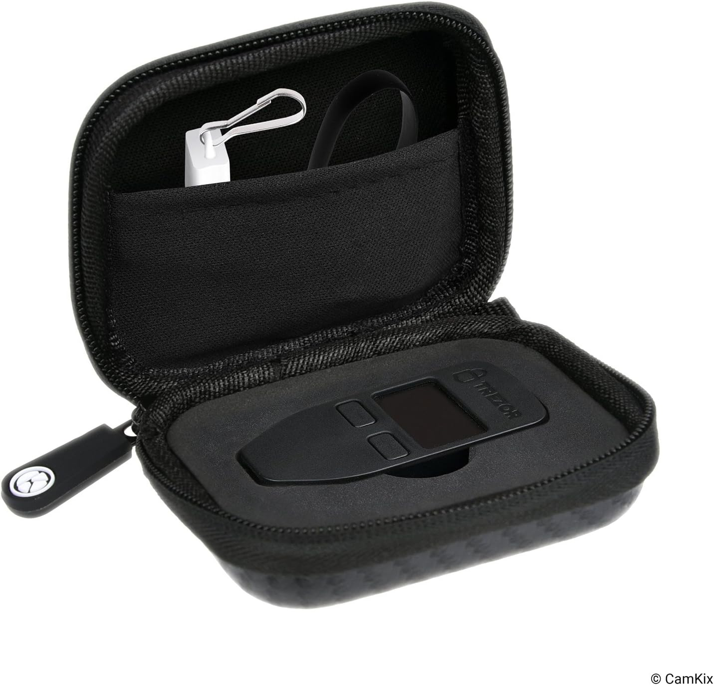 Protective Case for Trezor One Bitcoin/Cryptocurrency Wallet Including USB Strap for Transport, Power and Data Transfer - Durable Nylon Hardshell Case with Mesh Pocket - Light, Secure - For Trezor One image number 5
