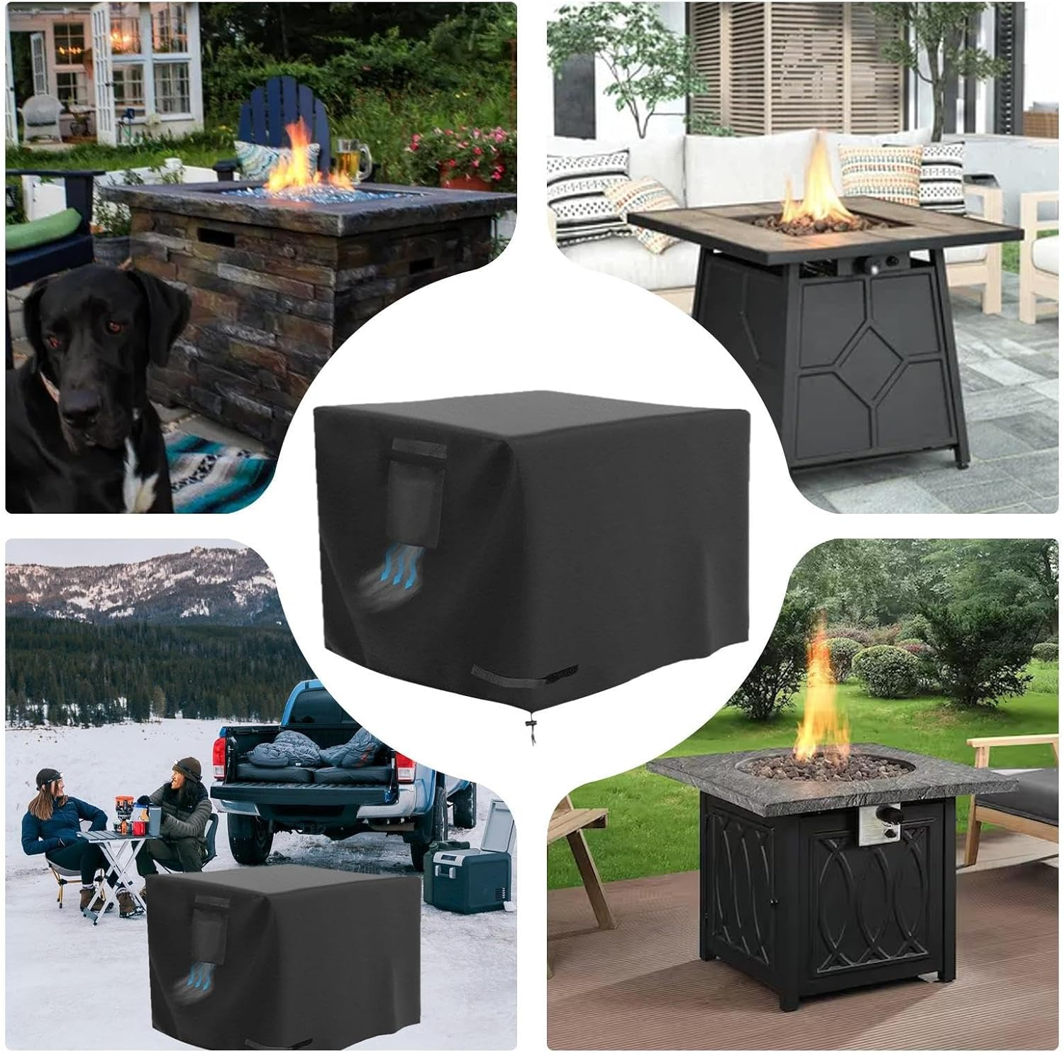 Fire Pit Cover | 30 Inch Waterproof Protector - Fire Pit Shield - for Patio Porch Indoor Outdoor Home Courtyard All Seasons image number 2