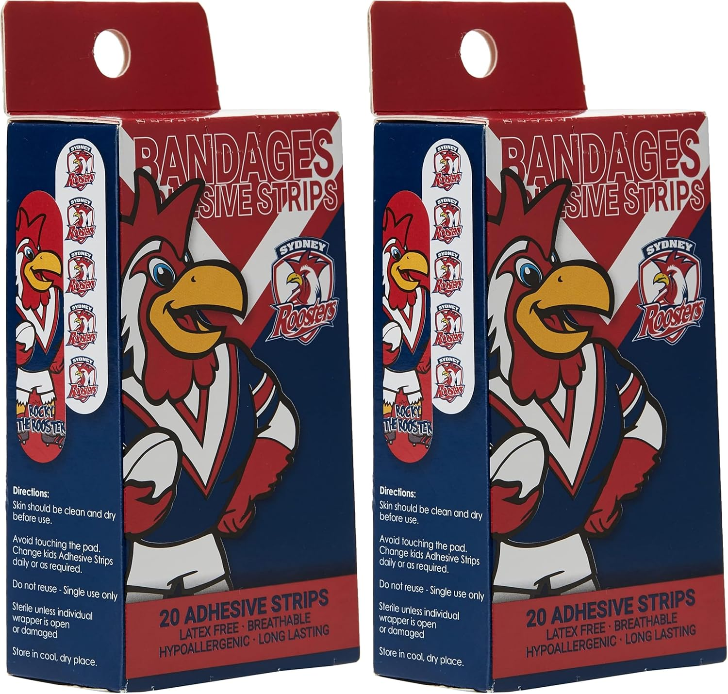 NRL Roosters Mascot Adhesive Bandages (Pack of 20) image number 3