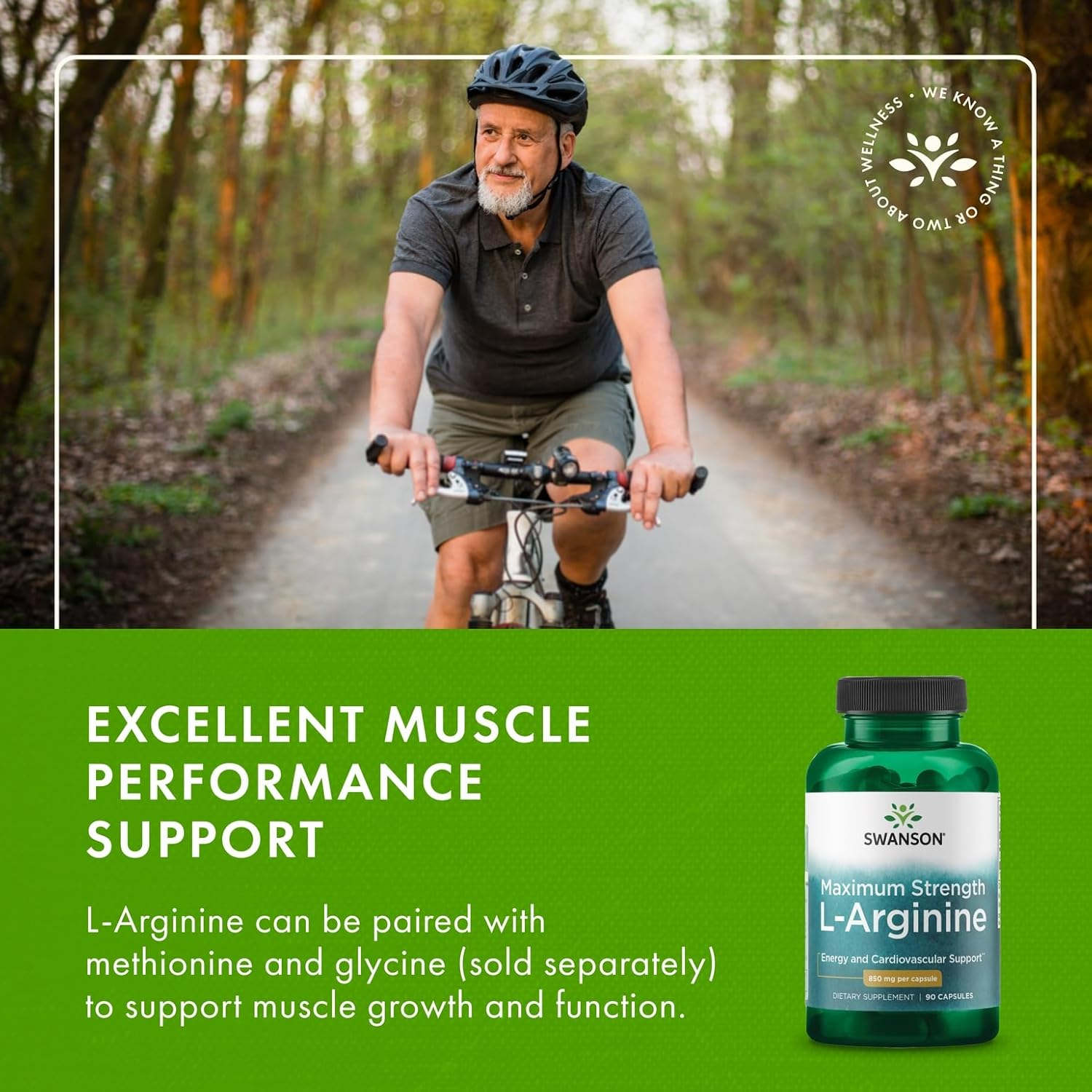 Swanson L-Arginine, 850Mg, 90 Capsules image number 3