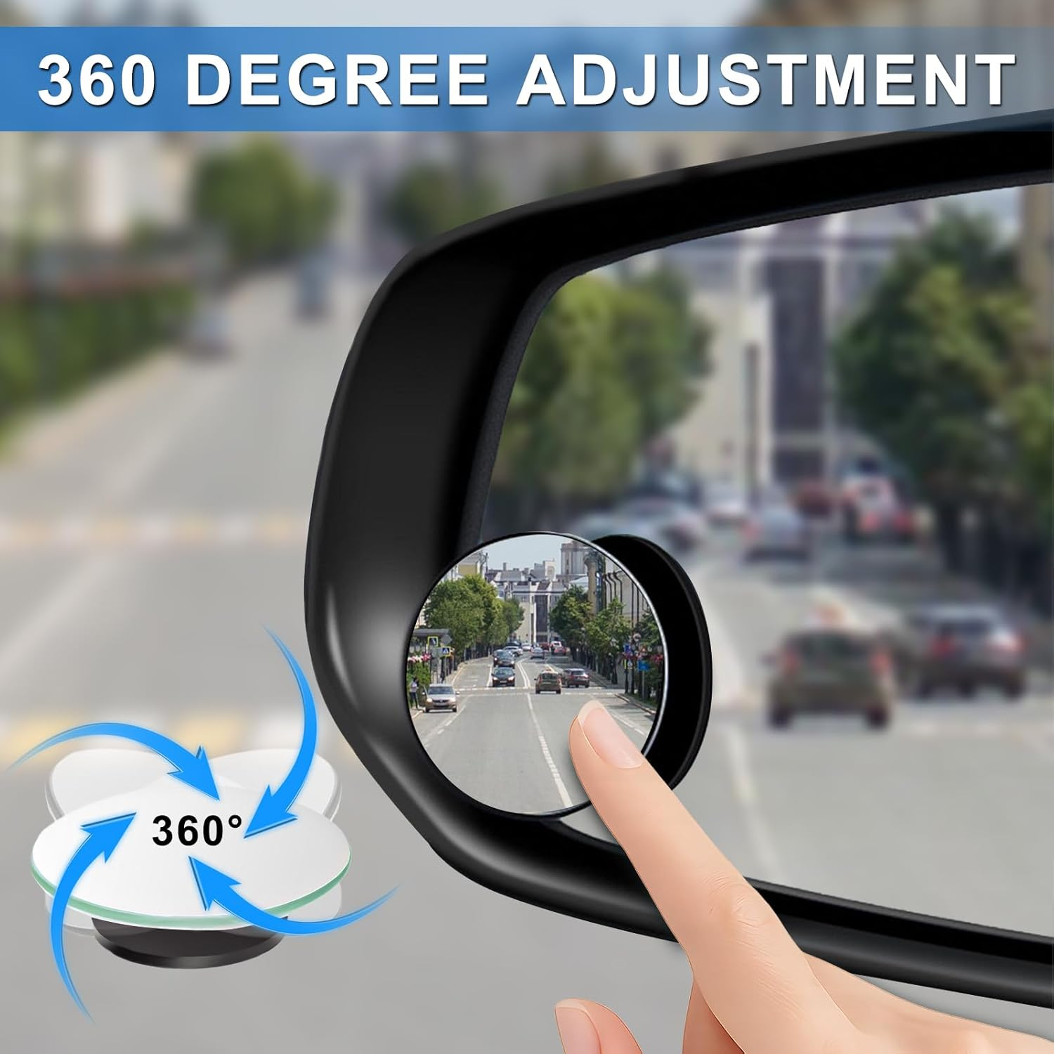 Blind Spot Mirror, 2" round Frameless Convex Rear View Mirror, 360 Degree Rotatable Car Blind Spot Mirror for Cars SUV Trucks, Pack of 2 image number 4