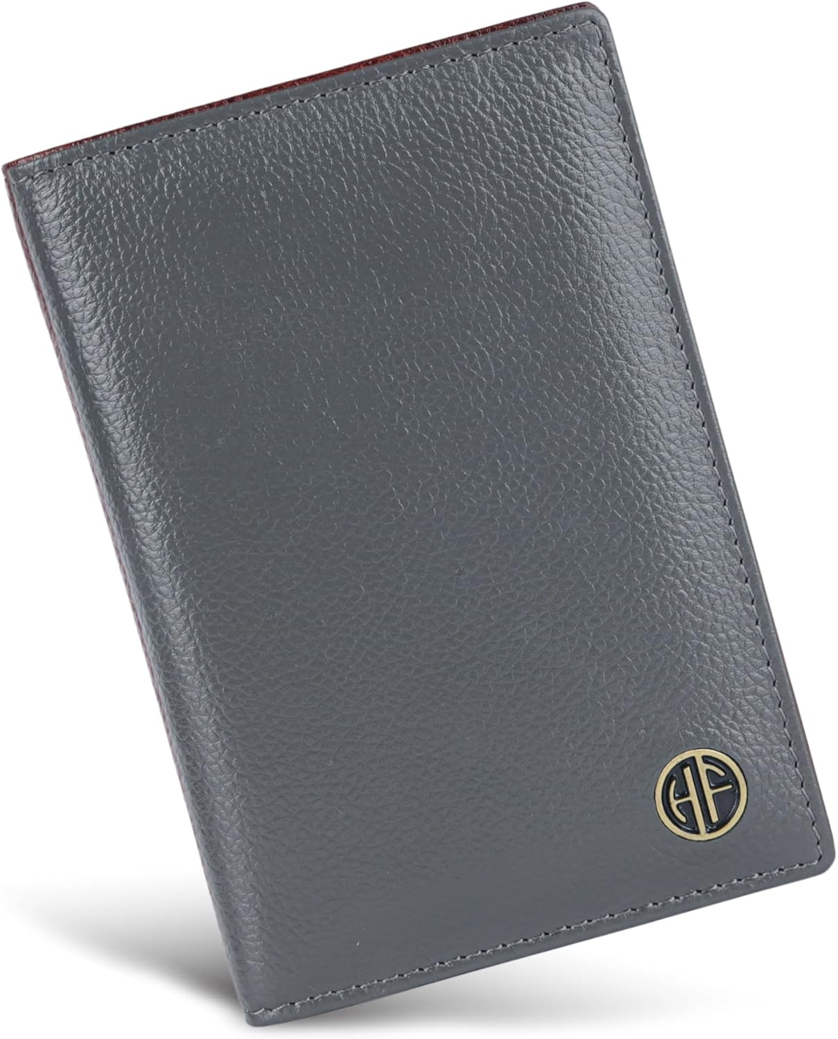 HAMMONDS FLYCATCHER Leather Unisex Passport Holder, Graphite Grey, Minimalist - Croc Blue image number 3