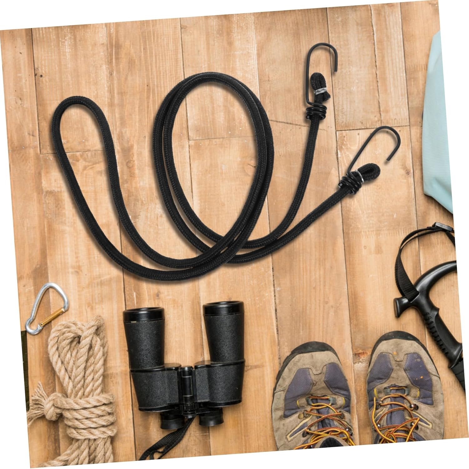 JOINPAYA Elastic Bicycle Luggage Rope with Hooks, High Strength Adjustable Bungee Cord Elastic Tie Strap for Mountain and Fixed Gear Bikes, Black, Suitable for Bikepacking and Outdoor Travel image number 3