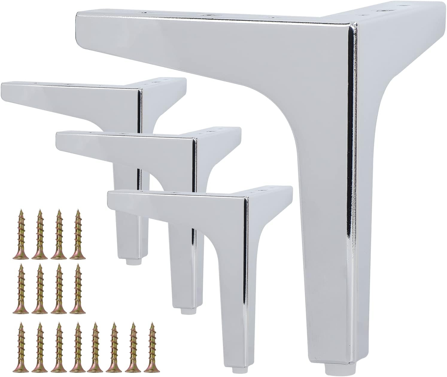 La Vane 5 Inch / 13Cm Metal Furniture Legs, Set of 4 - Modern Diamond Triangle White DIY Replacement Feet Corner Legs for Cabinet, Sofa, Sideboard, Couch, Dresser Makeover