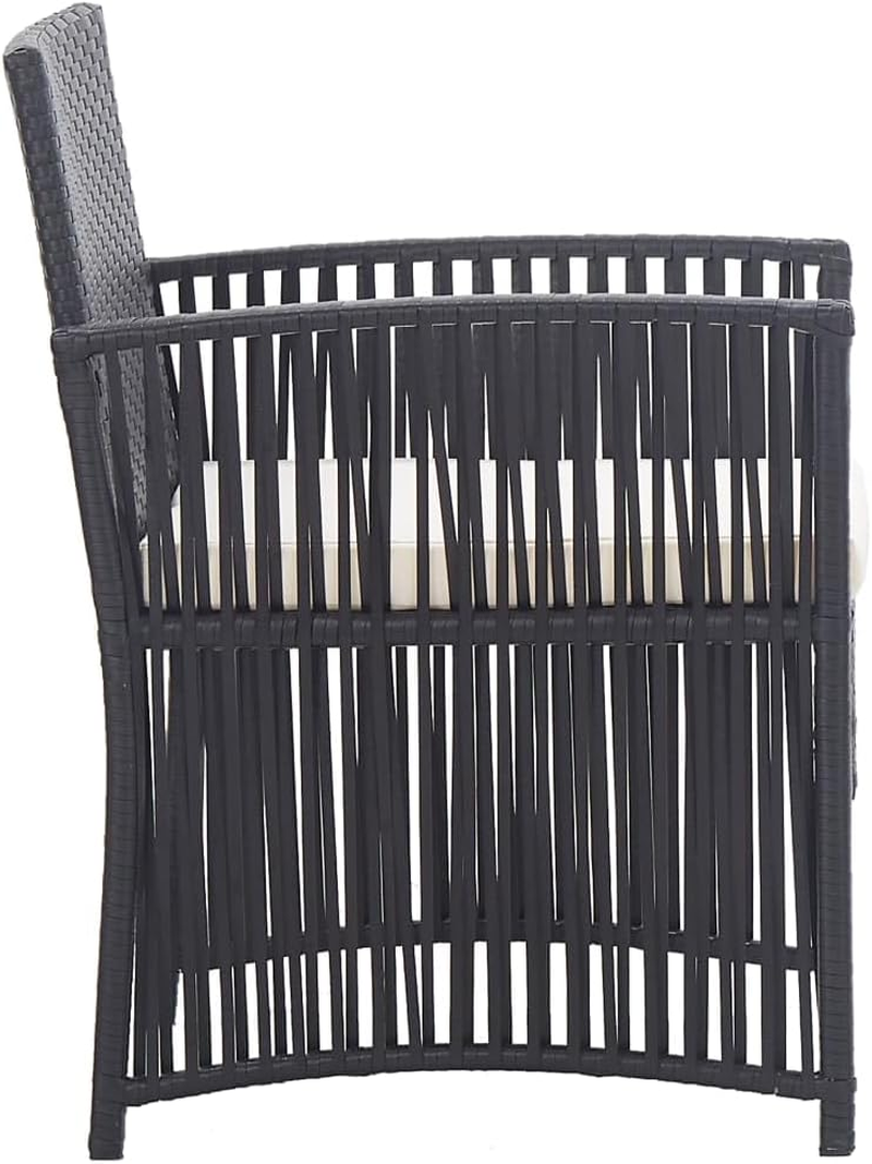 ** Vidaxl Garden Armchairs with Cushions - Black Poly Rattan, Patio Dining Chairs, Set of 2 image number 4