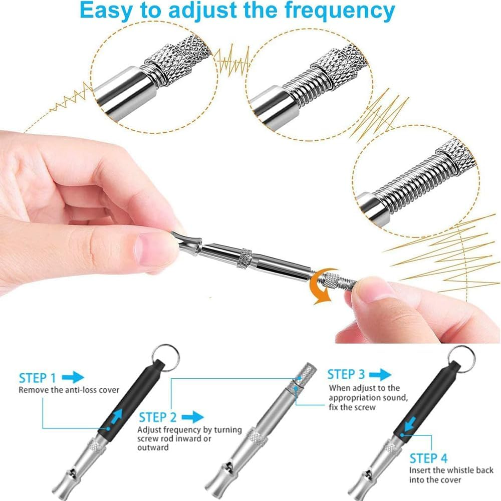 Dog Whistle, Dog Whistle for Callback, 4-Piece Professional Dog Whistle and Clicker Training Set, High Pitch Audible Dog Whistle with Lanyard and 2 in 1 Professional Training Clicker, for Dog Indoor image number 1
