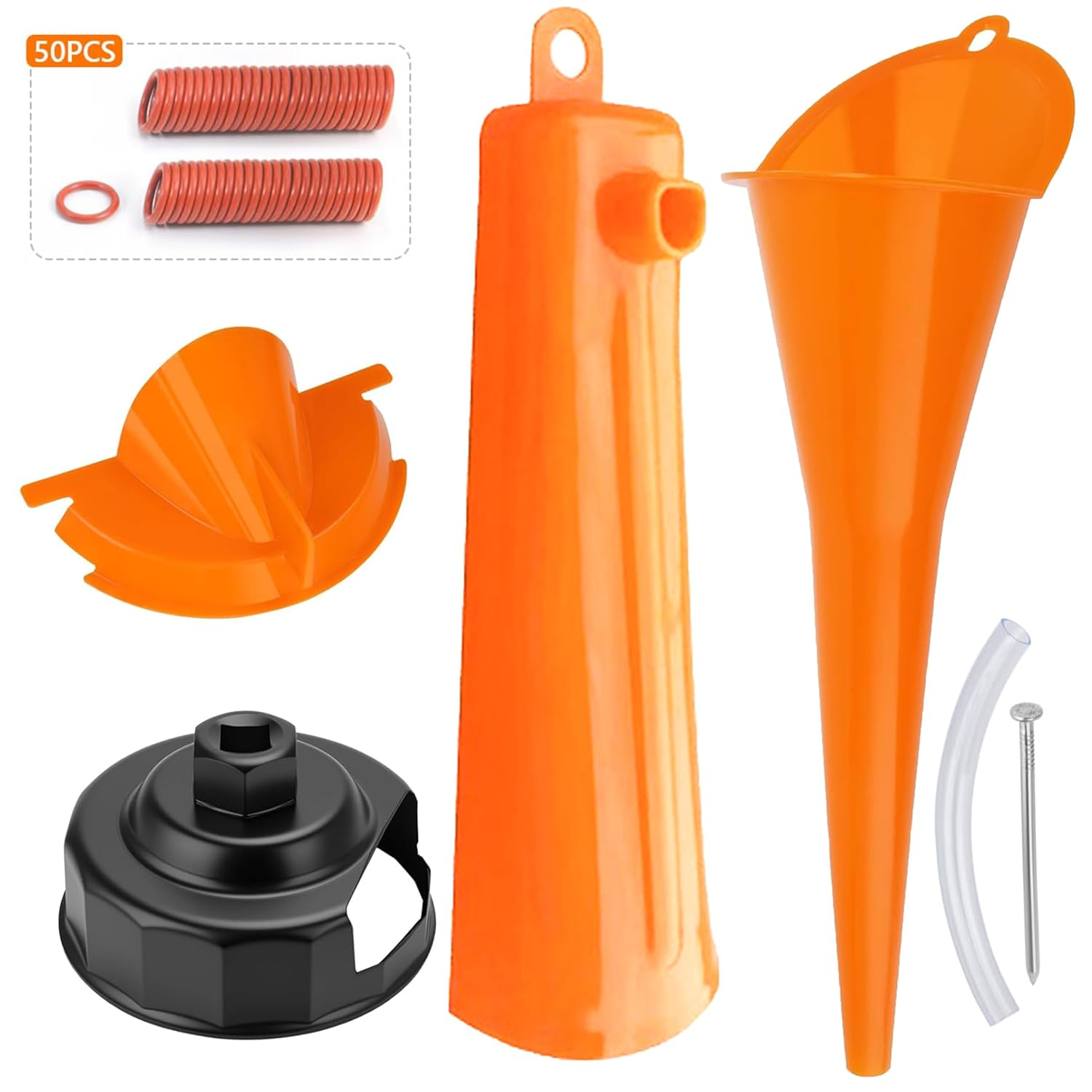 Drip-Free Harley Oil Change Kit - Professional Crankcase Funnel + Filter Wrench, 50 Sealing Rings, All-In-One Tool for Primary Case/Filters (Motorcycle Accessories) image number 5