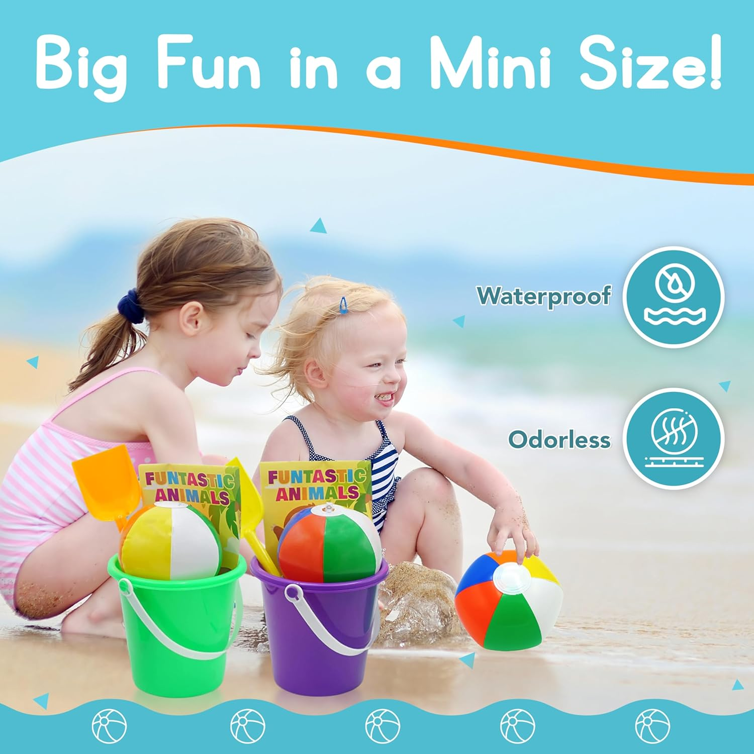 4E'S Novelty Mini Beach Balls Bulk Packs (28,50, or 100) Summer Party Favors for Kids, Inflatable Pool Toys, Hawaiian Party Decorations or Pool Party Goodie Bag Fillers image number 2