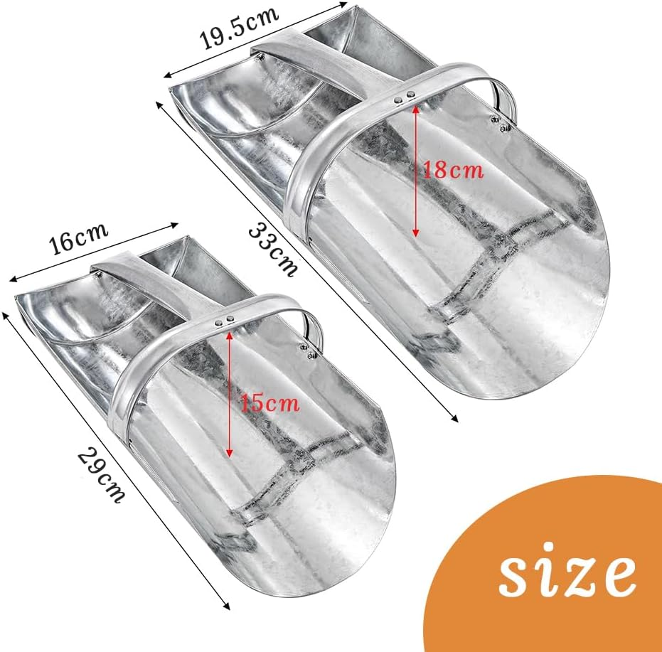 Two-Pack Metal Feed Shovel with Closed Handle for Comfortable Grip, Stainless Steel Livestock Feed Shovel Tool, Large Garden, Food, Farm Livestock, Homestead Farming Use image number 2