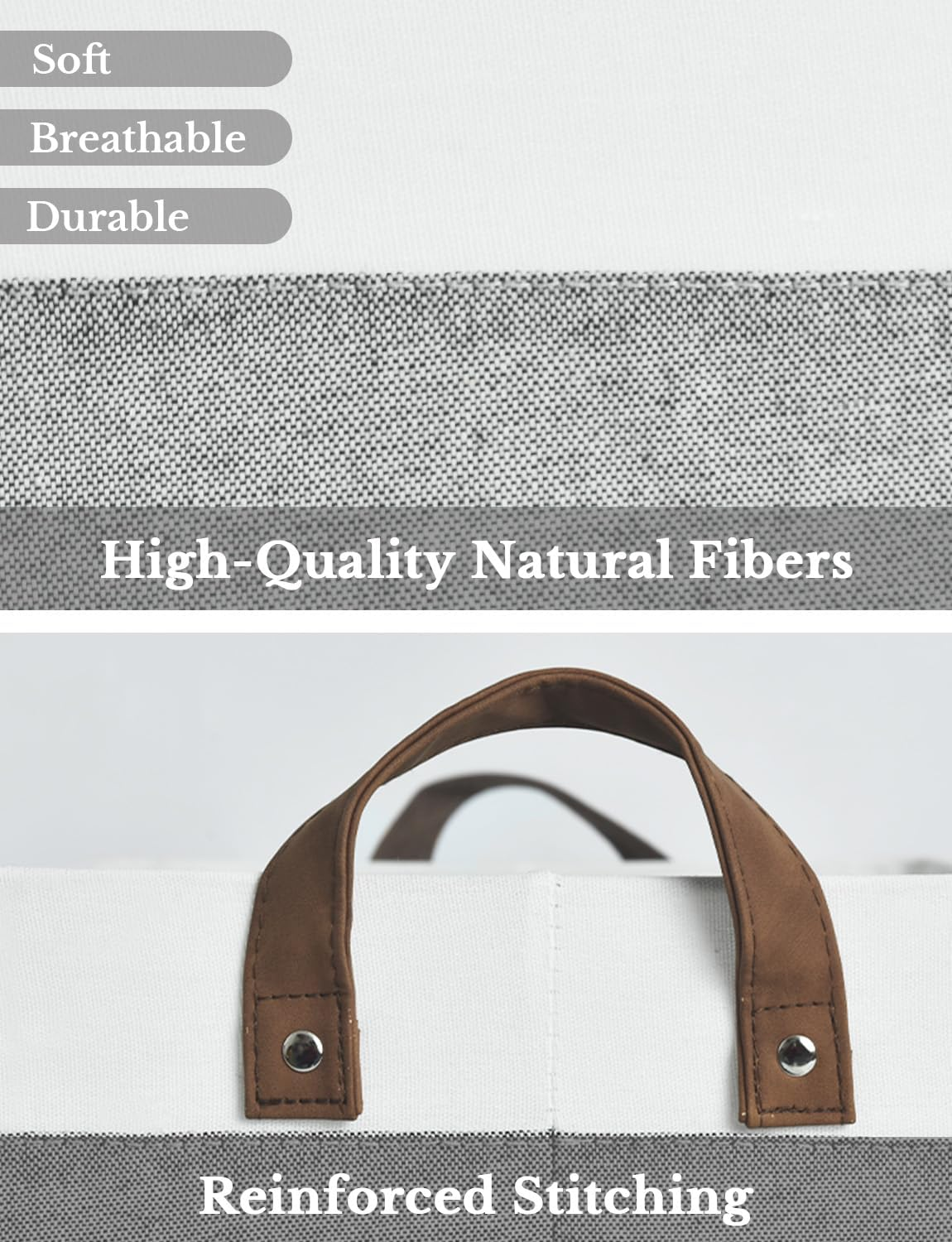 Storageworks Storage Bins, Shelves Baskets for Organizing, Large Fabric Closet Organizers with Handles, Metal Frame, Gray and White, 2-Pack image number 3