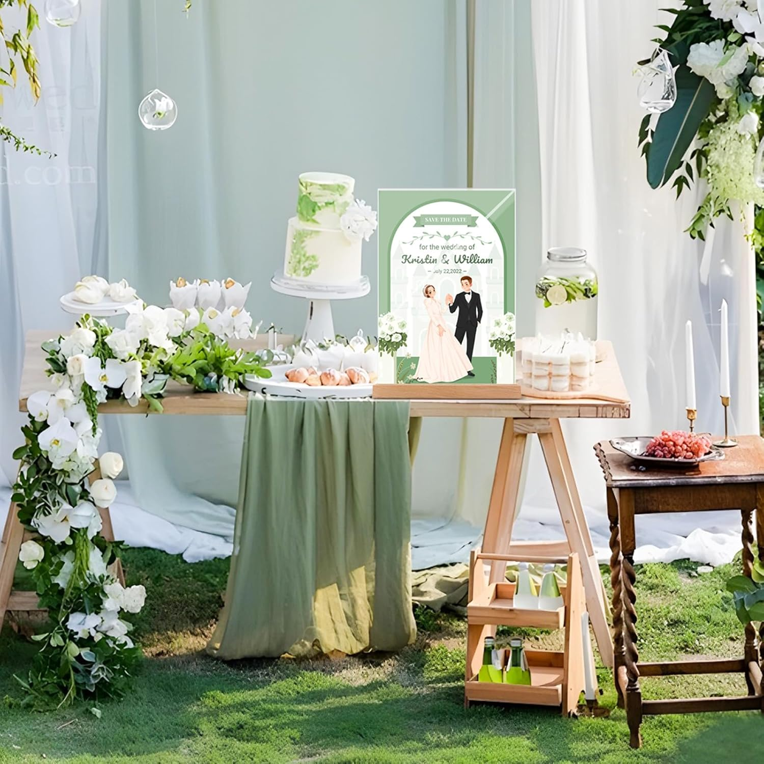 3 Pack A4 Acrylic Sign Holder, Wooden Base Table Number Holder, Doubel-Sided Menu Display Stand, Clear Signage Holder for Wedding, Vendor Booth, Farmer Market Small Business Retail Display image number 5