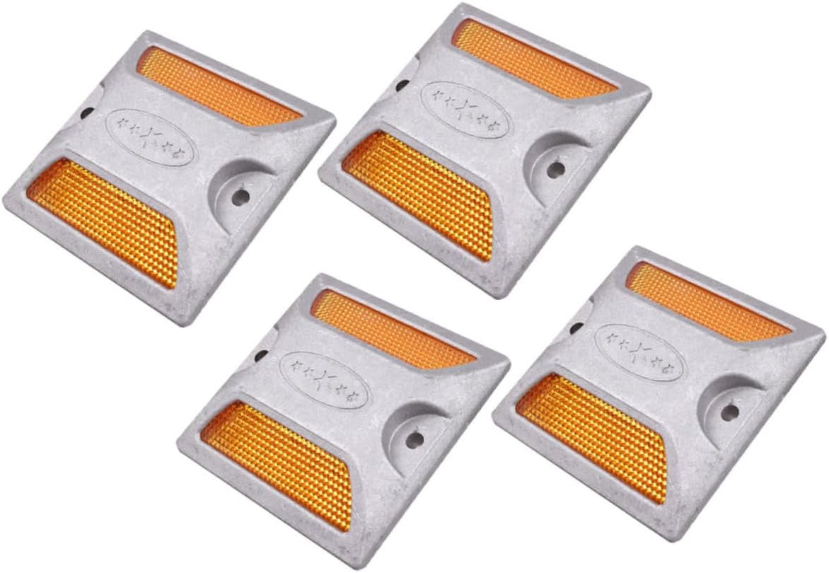 SEWOART 4Pcs Road Reflectors Reflective Sign Reflective Markers Reflective Driveway Markers Pavement Reflective Marker Pavement Markers Night Visibility Markers Road Markers Aluminum