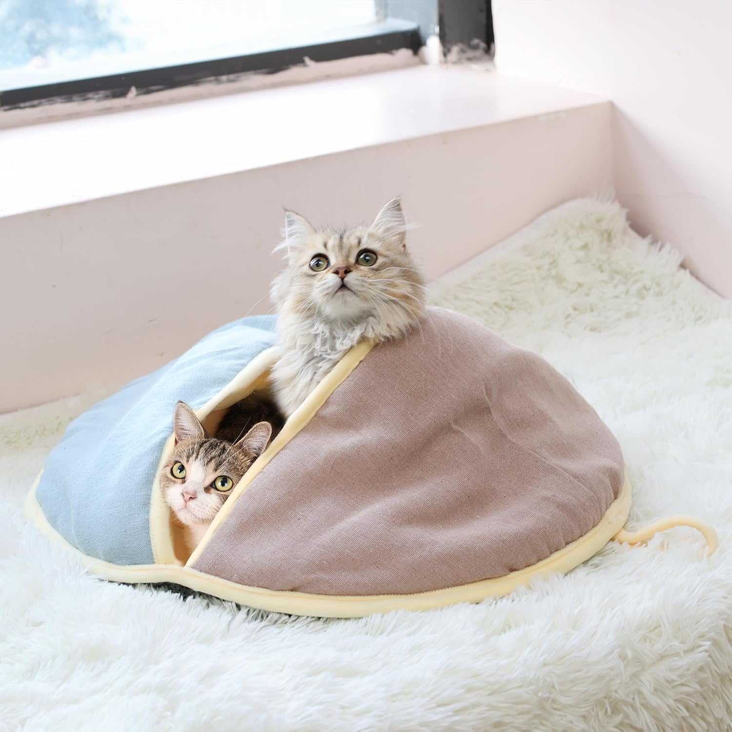 Pet Cat Sleeping Bag, round Cat Beds for Indoor Puppy and Kitten, Cat Cushion, Hidden House, Comfortable Cave Bed for Small Cats Dogs，Machine Washable, Soft Cat Bed All Seasons Fit image number 1