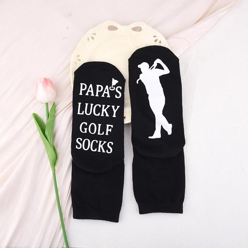 Papa Christmas Birthday Gifts for Daddy Grandfather Golf Lover Presents Socks for Father Grandpa Sports Person Crew Sock for Men Holiday Present for Dad Pop Pop Golfing Socks for Grandad image number 1